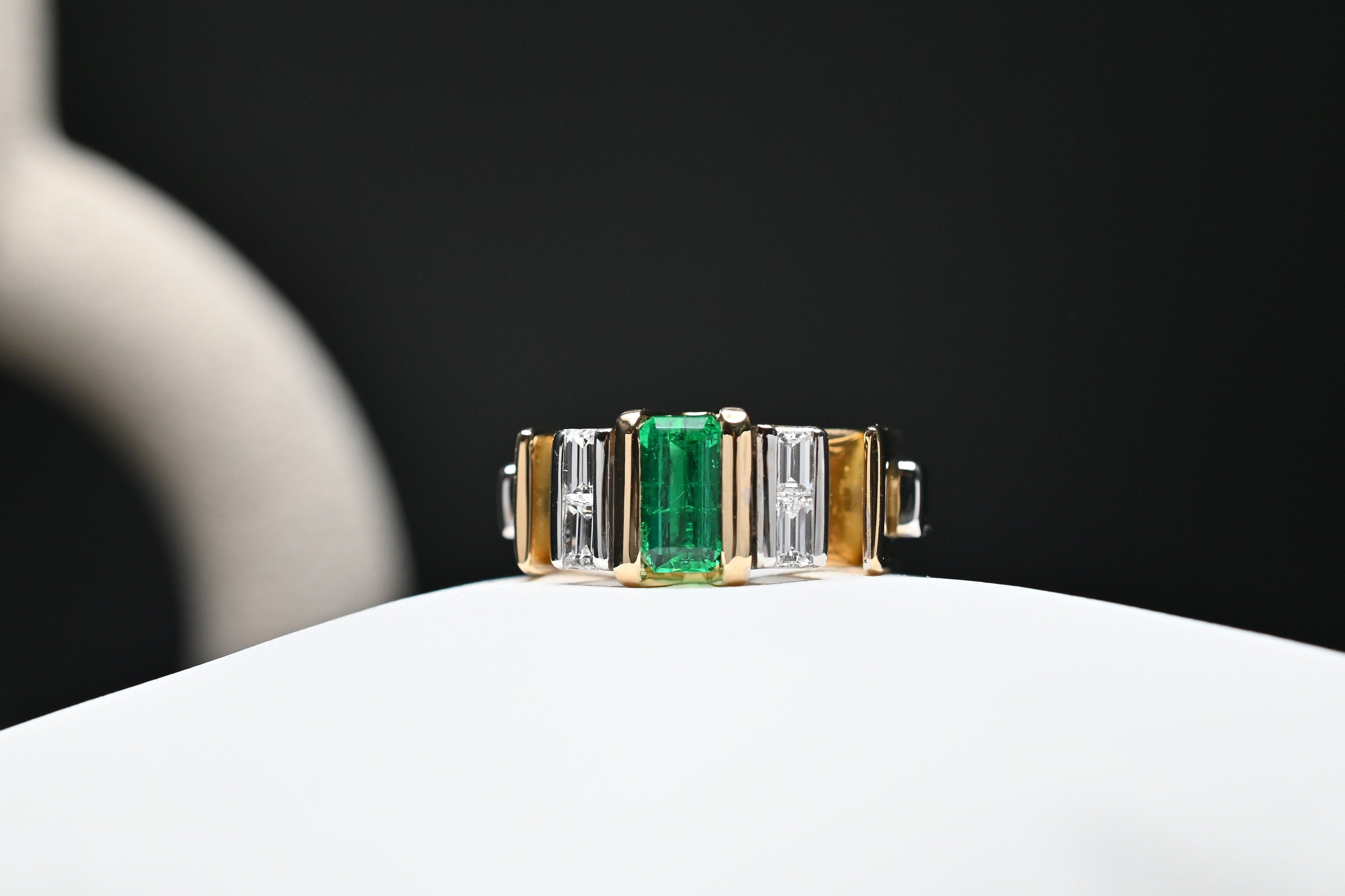 Muzo Emerald & Diamond Architectural Ring