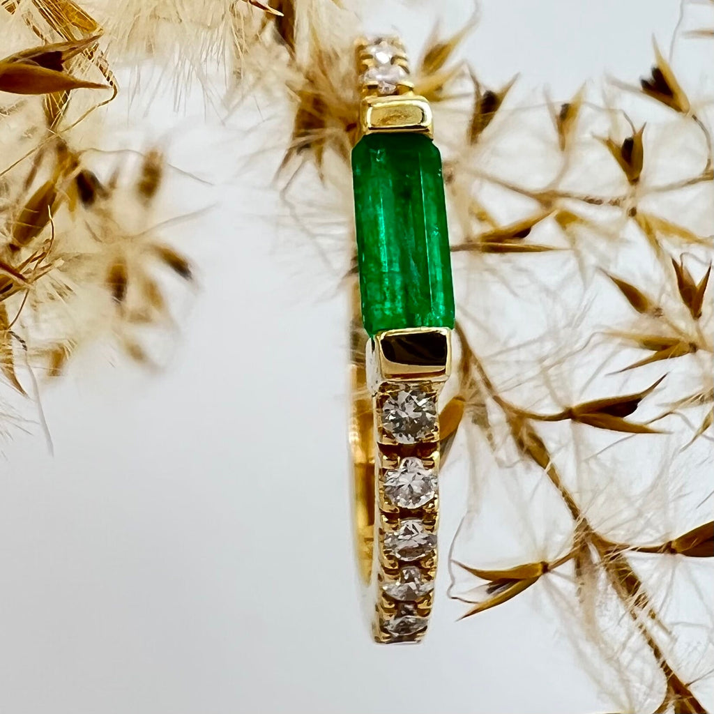 Emerald & Diamond Stackable Band