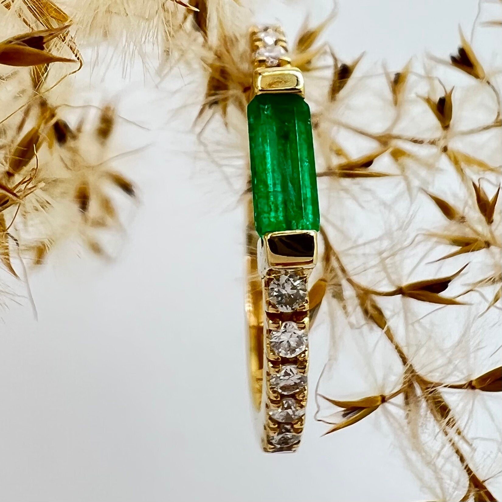 Emerald & Diamond Stackable Band