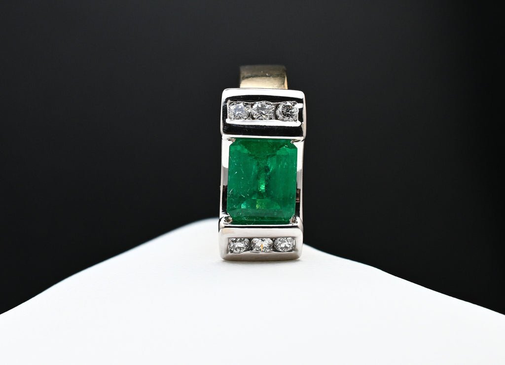 Half Bezel Set Emerald Diamond Ring