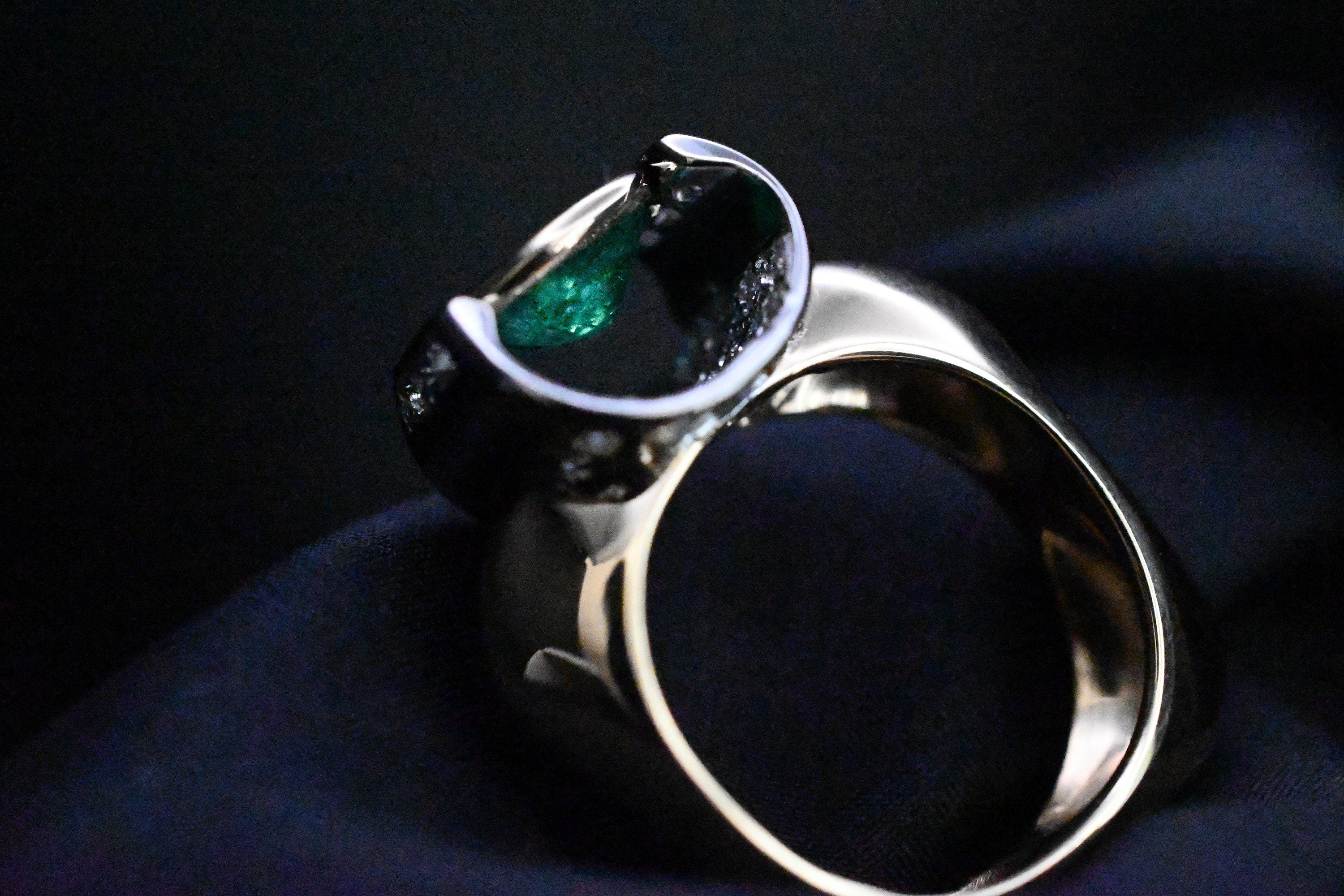 Oval Colombian Emerald Ring with Diamond Pavé Blanket