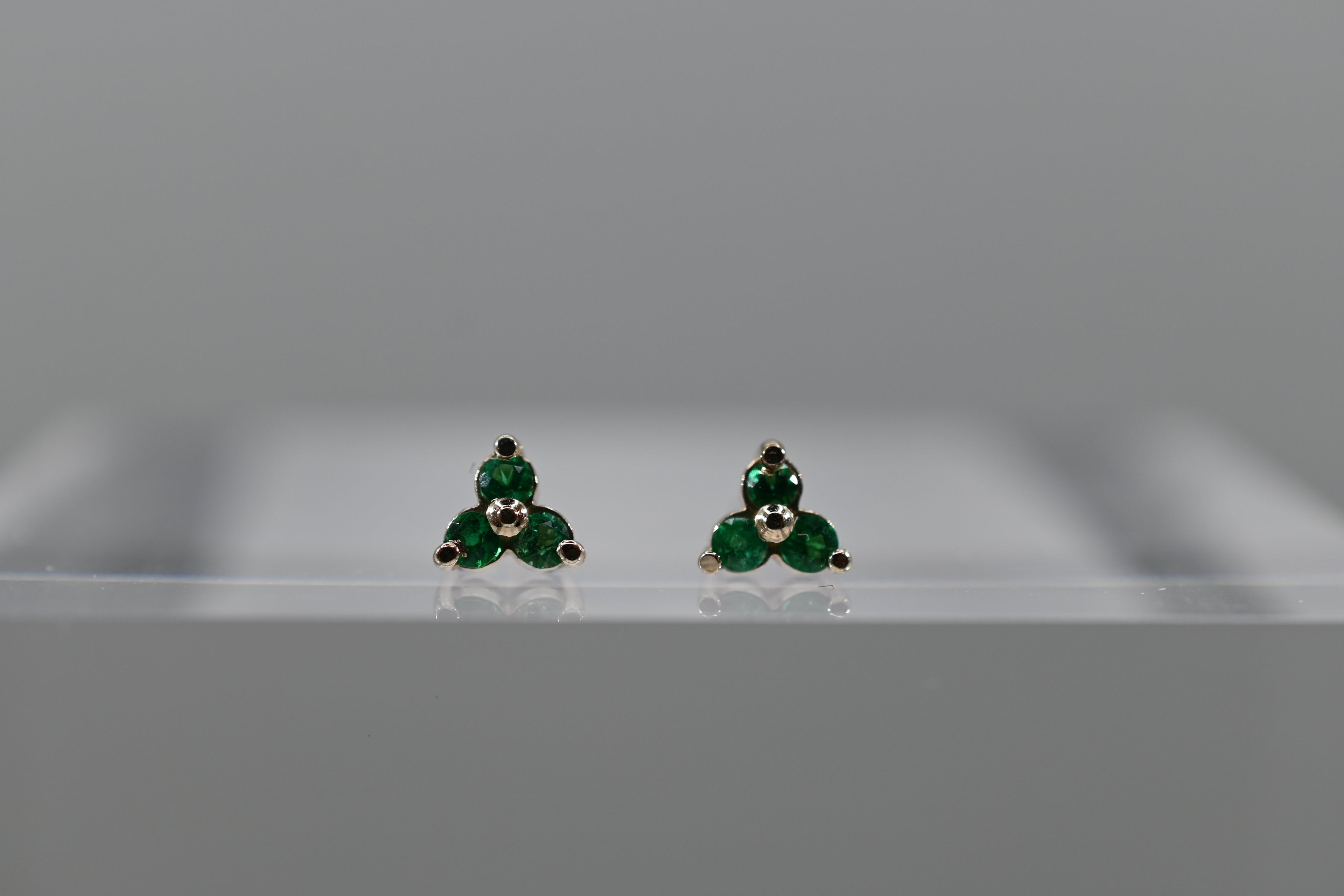Triple Emerald Cluster Studs