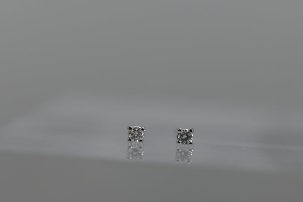 Petite Diamond Studs — 14k White Gold