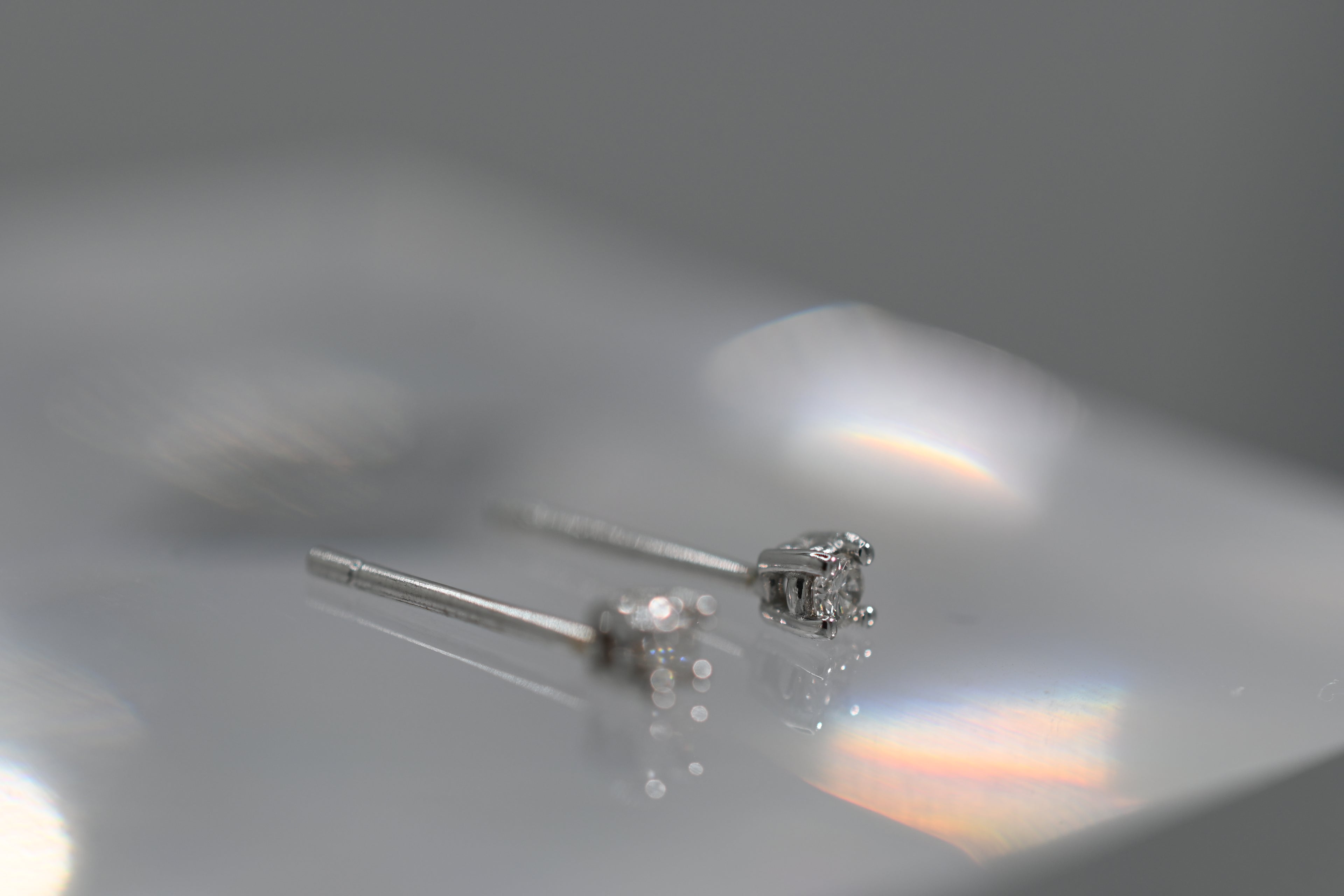 Petite Diamond Studs — 14k White Gold