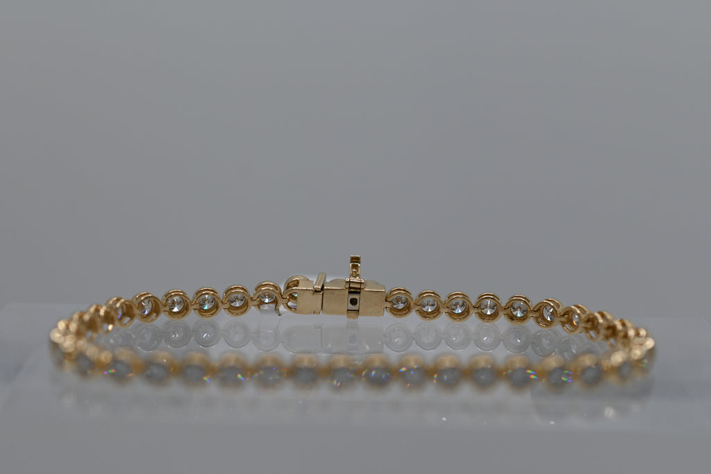 Diamond Bezel Tennis Bracelet — 14k Yellow Gold