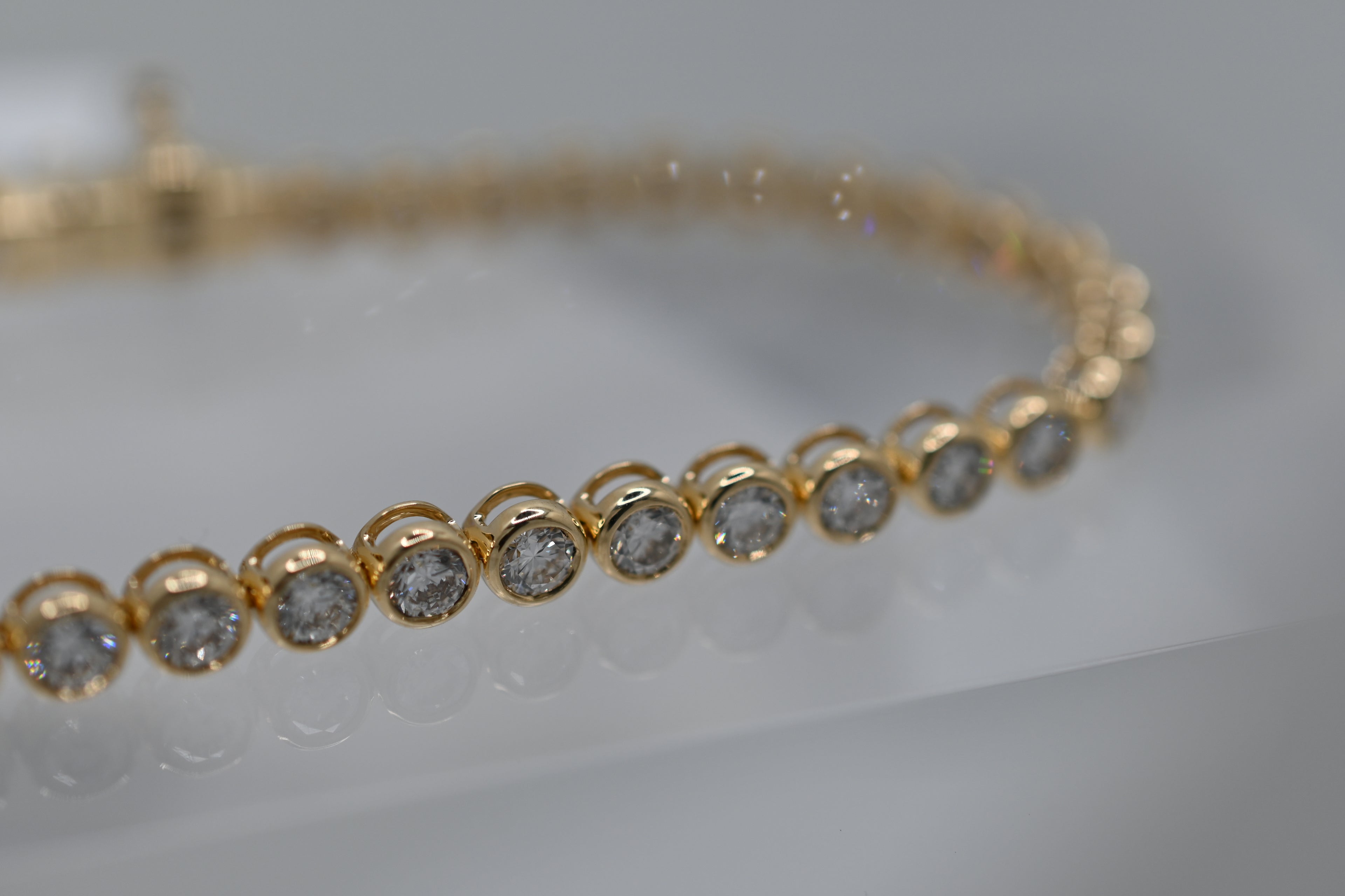 Diamond Bezel Tennis Bracelet — 14k Yellow Gold