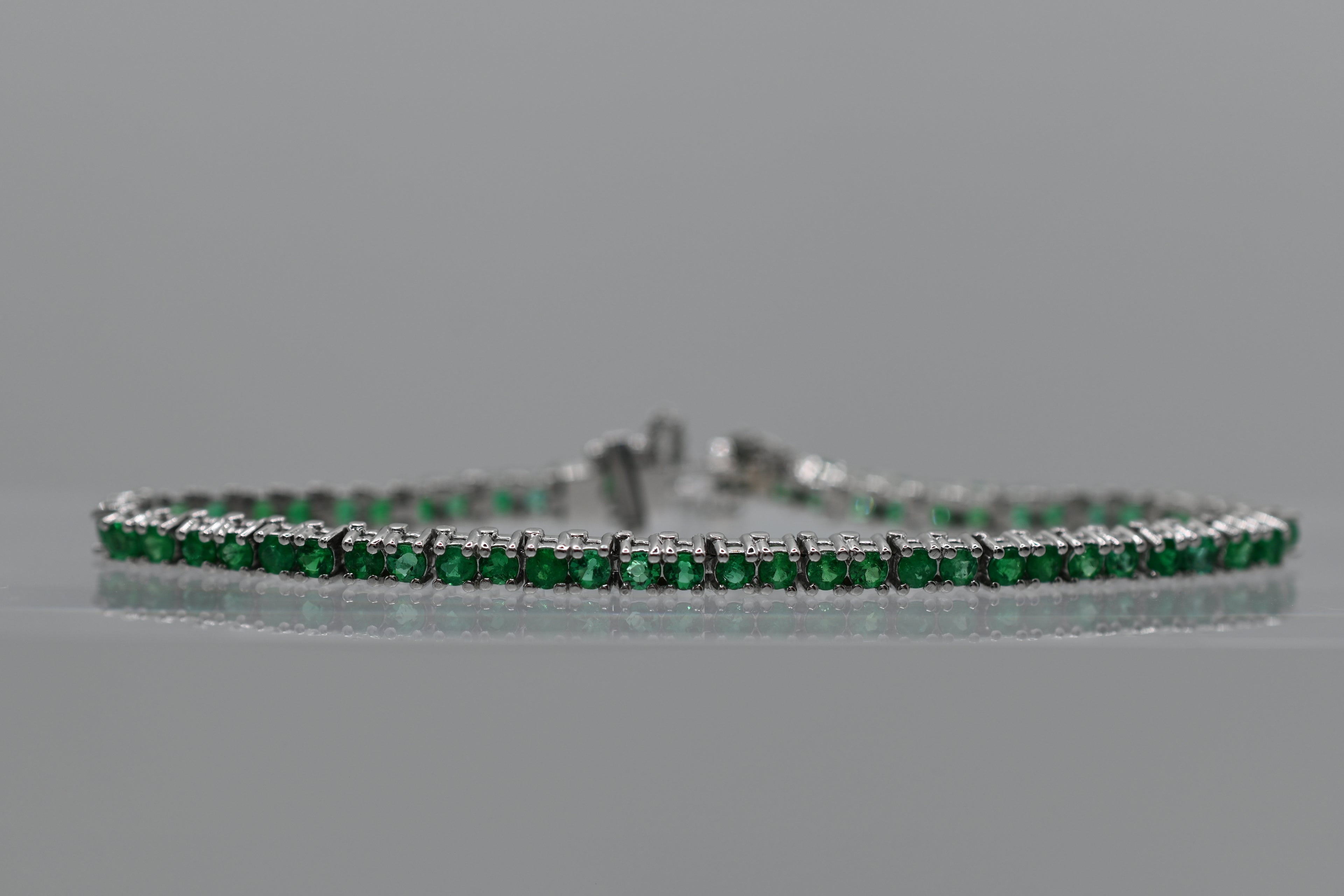 Colombian Emerald Tennis Bracelet — White or Yellow Gold (Made to Order)