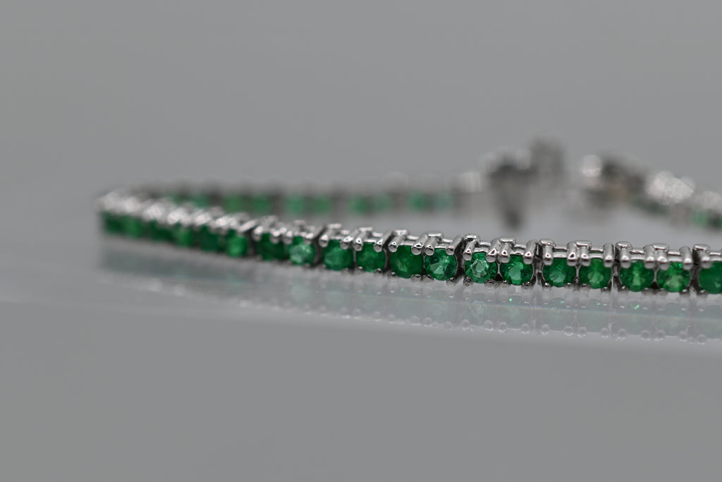 Colombian Emerald Tennis Bracelet — White or Yellow Gold (Made to Order)