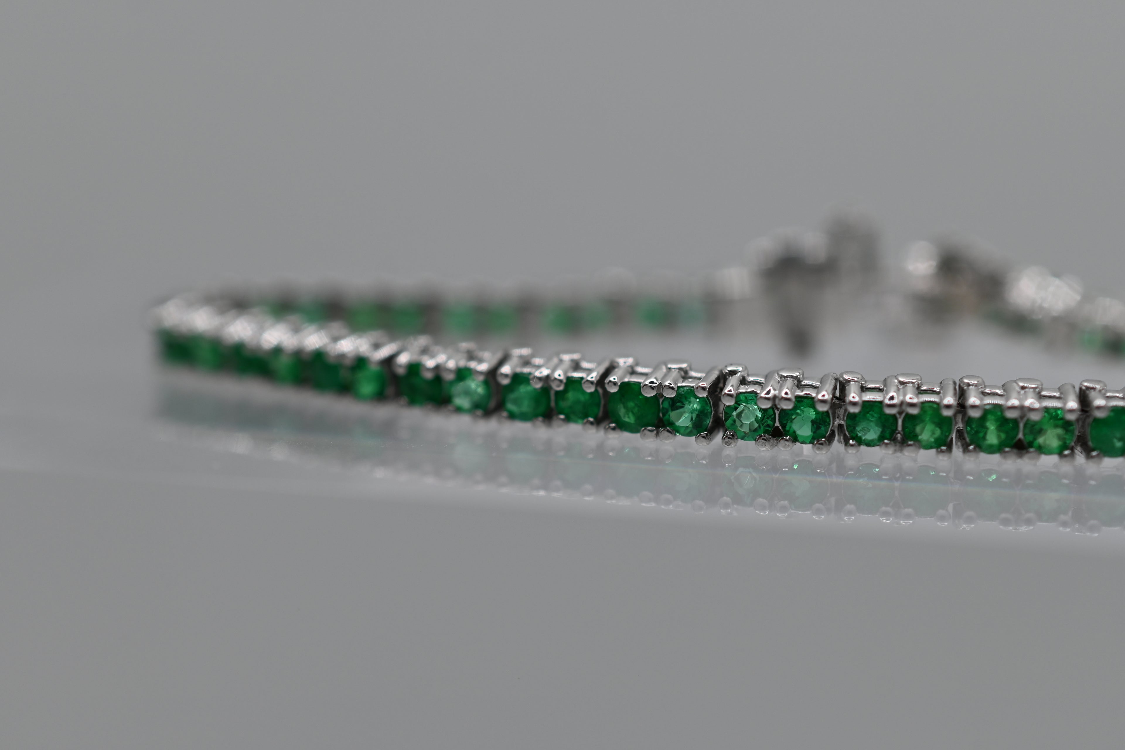 Colombian Emerald Tennis Bracelet — White or Yellow Gold (Made to Order)