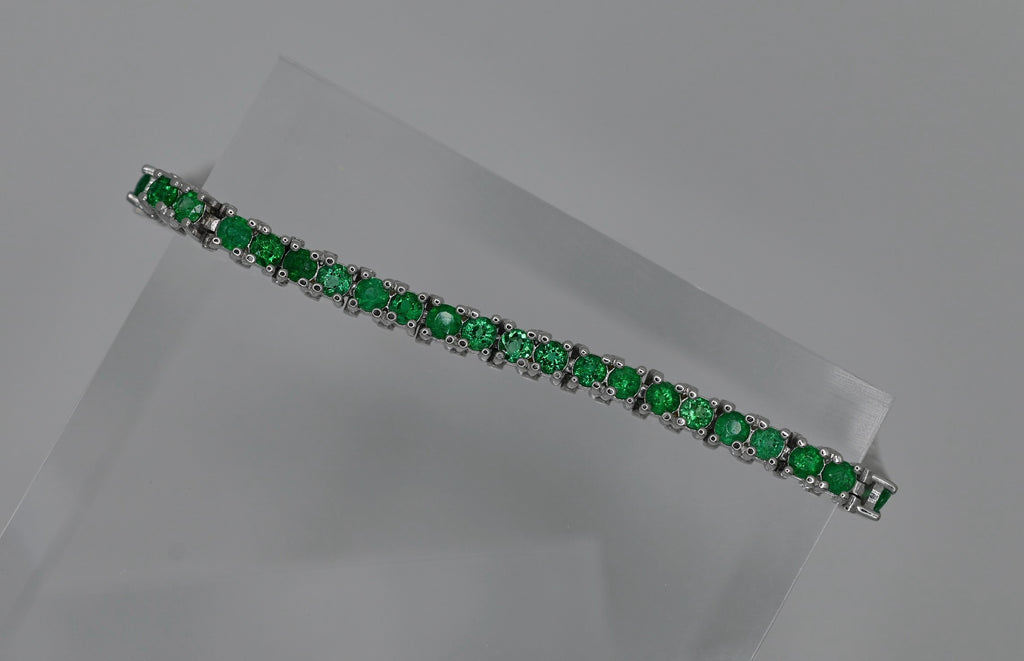 Colombian Emerald Tennis Bracelet — White or Yellow Gold (Made to Order)