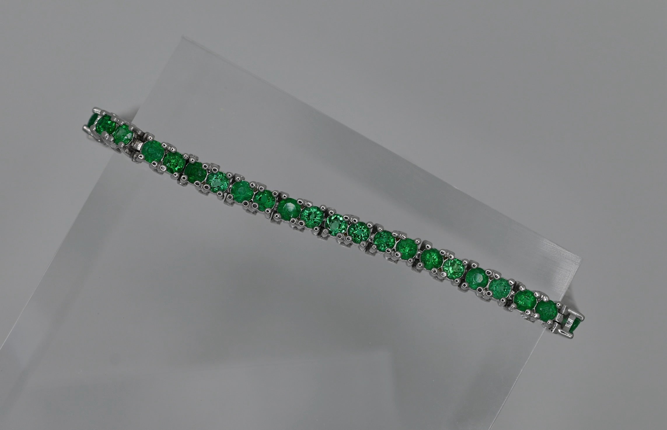 Colombian Emerald Tennis Bracelet — White or Yellow Gold (Made to Order)