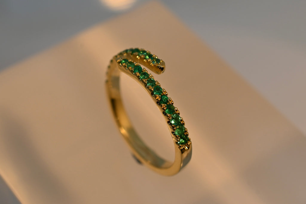 The Emerald Twist Pinky Ring