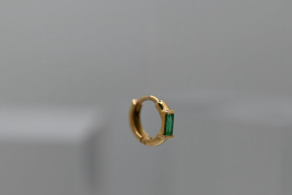 Emerald Baguette Huggie