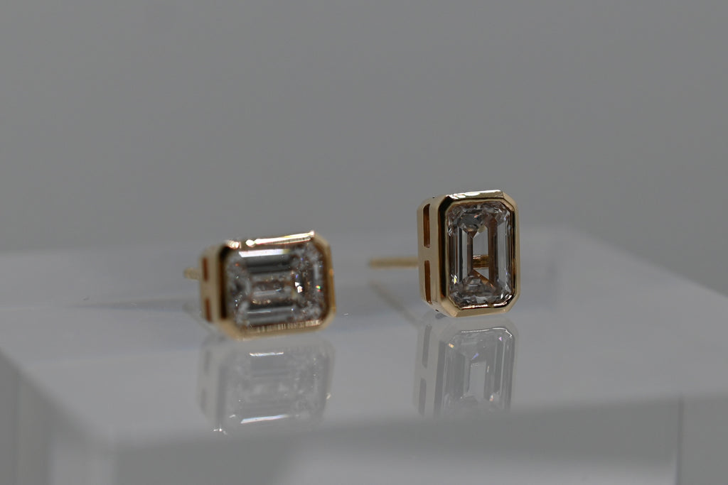 The Emerald Cut Bezel Studs