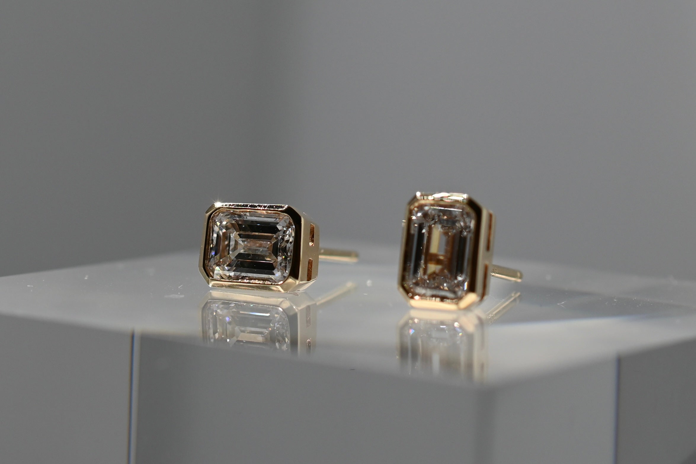 The Emerald Cut Bezel Studs