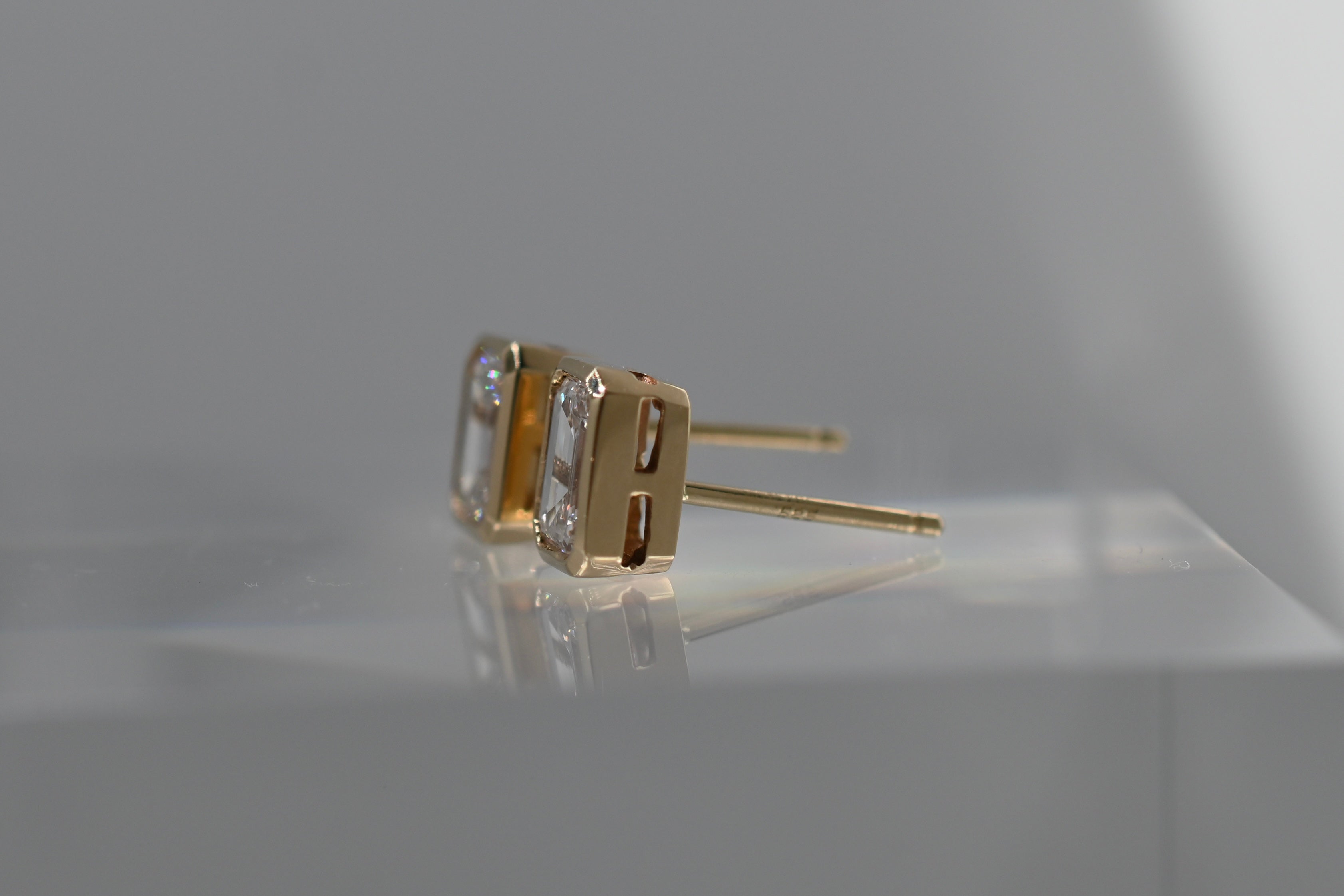 The Emerald Cut Bezel Studs
