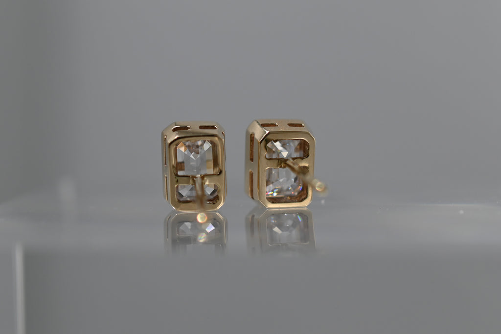 The Emerald Cut Bezel Studs