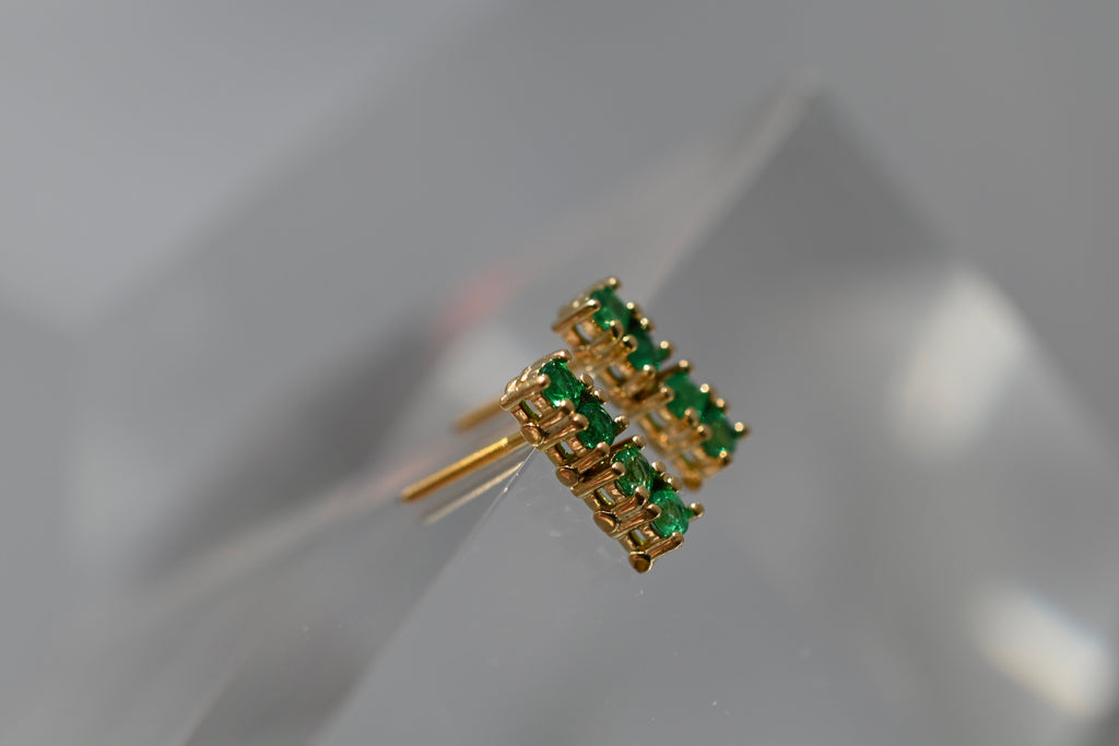 Emerald Tennis Drop Earrings
