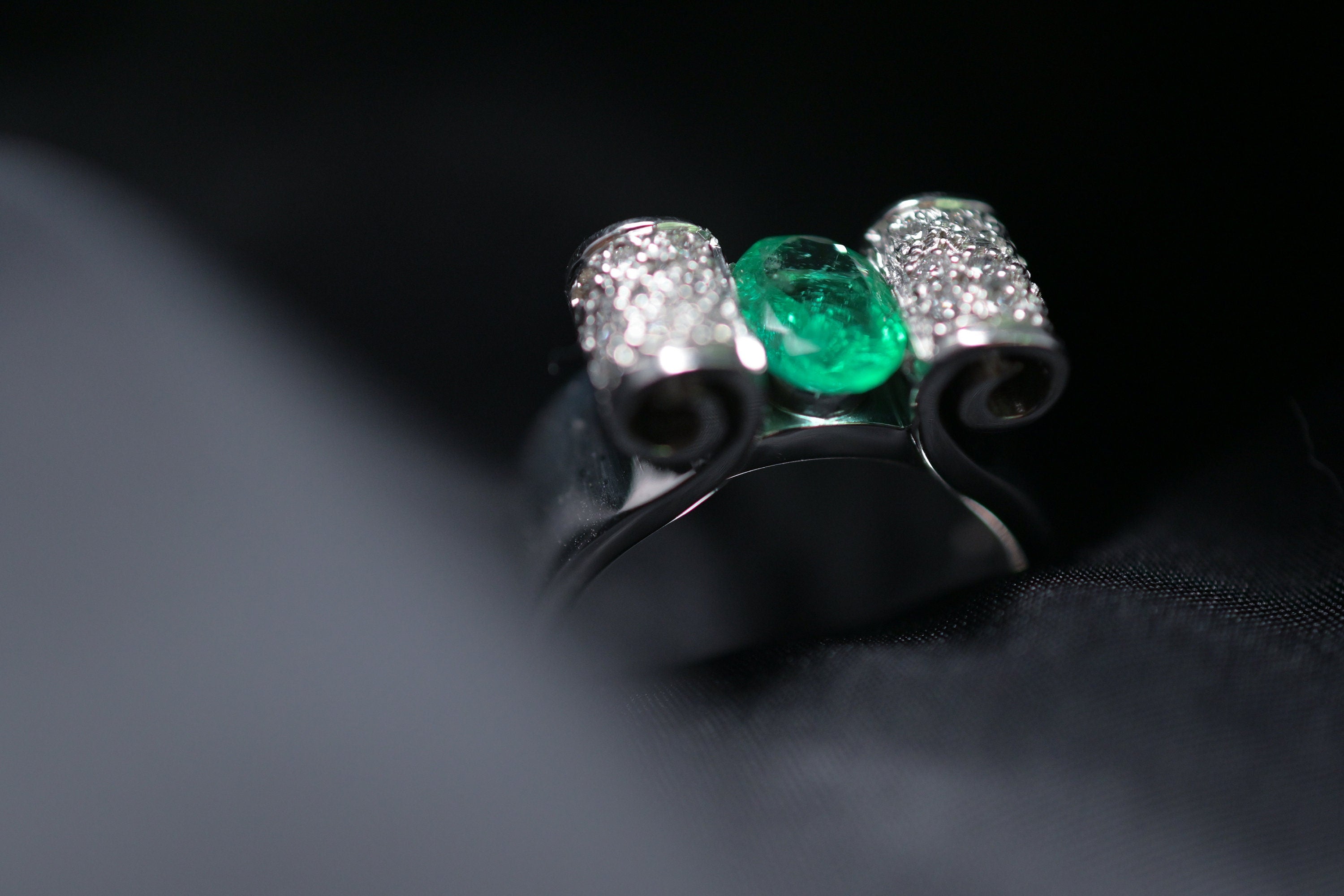 Muzo Emerald Ribbon Engagement Ring