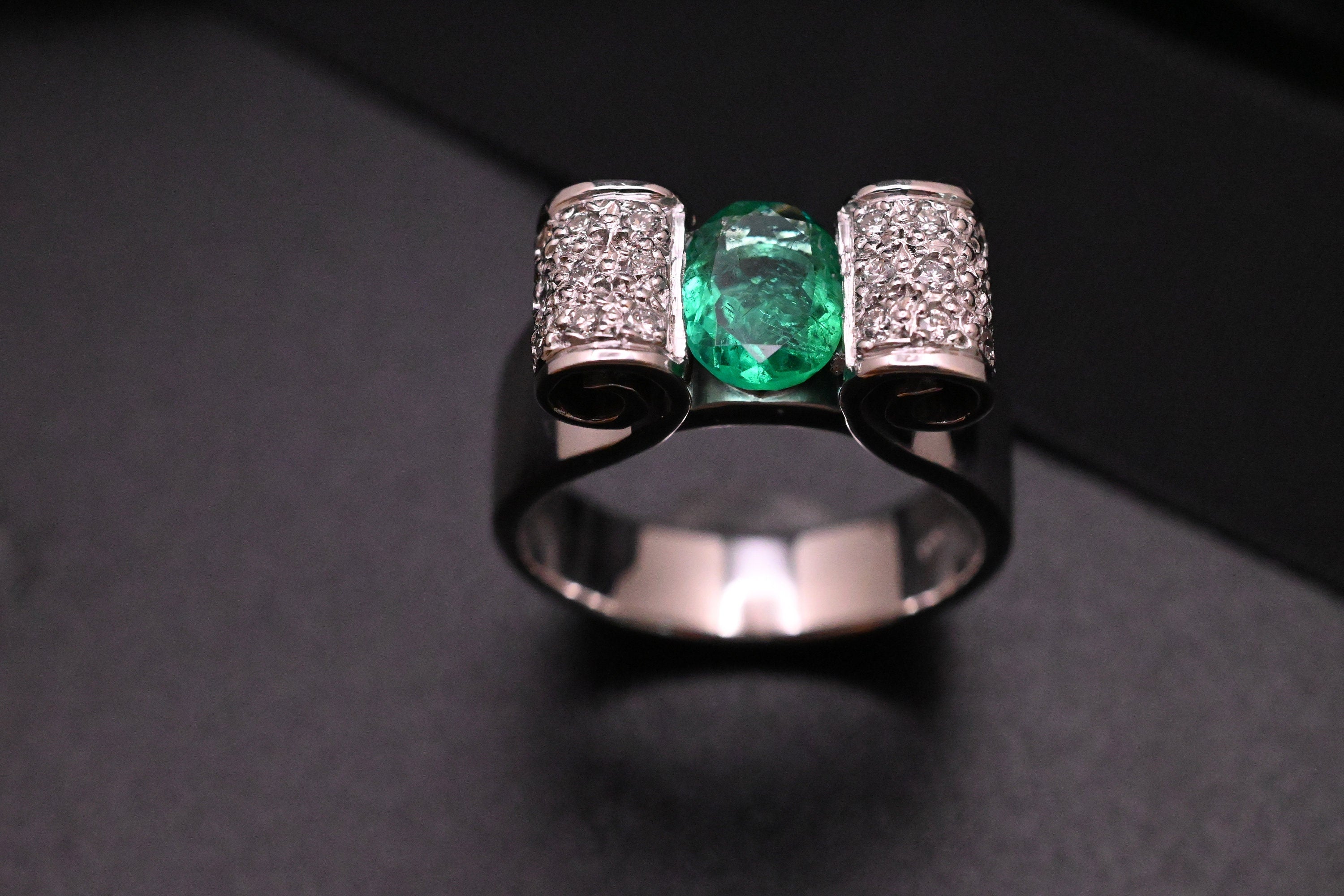 Muzo Emerald Ribbon Engagement Ring