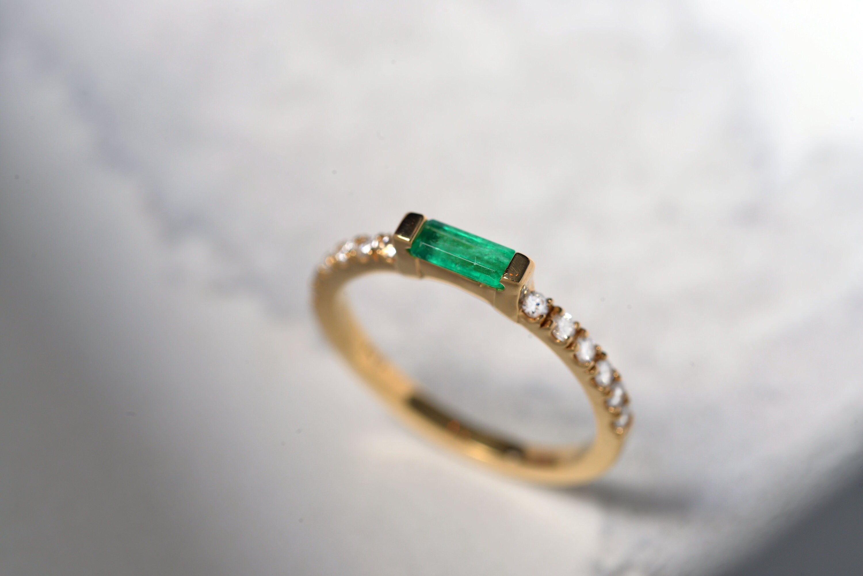 Emerald & Diamond Stackable Band