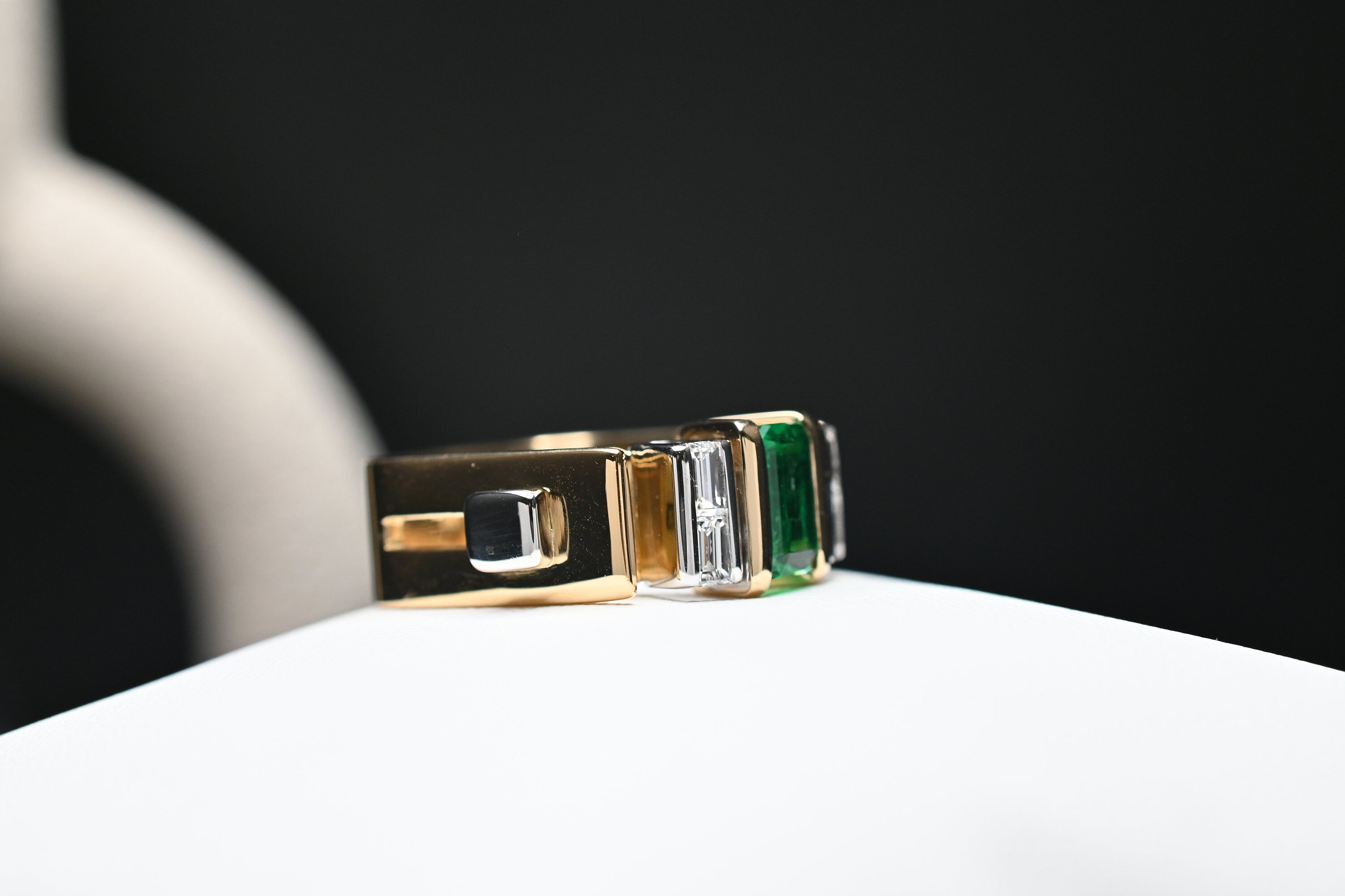 Muzo Emerald & Diamond Architectural Ring