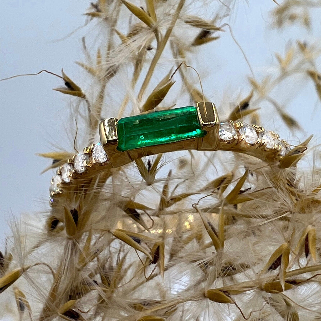 Emerald & Diamond Stackable Band