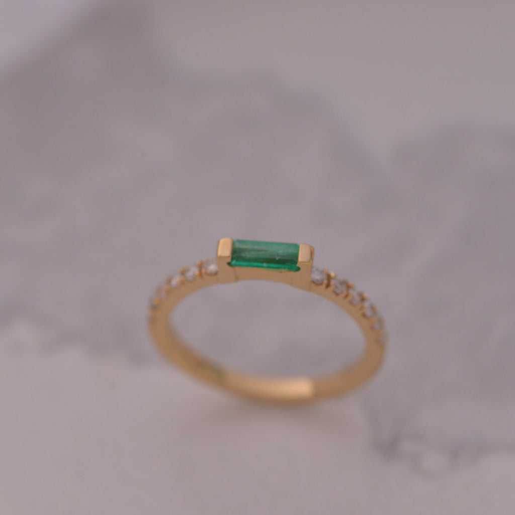 Emerald & Diamond Stackable Band