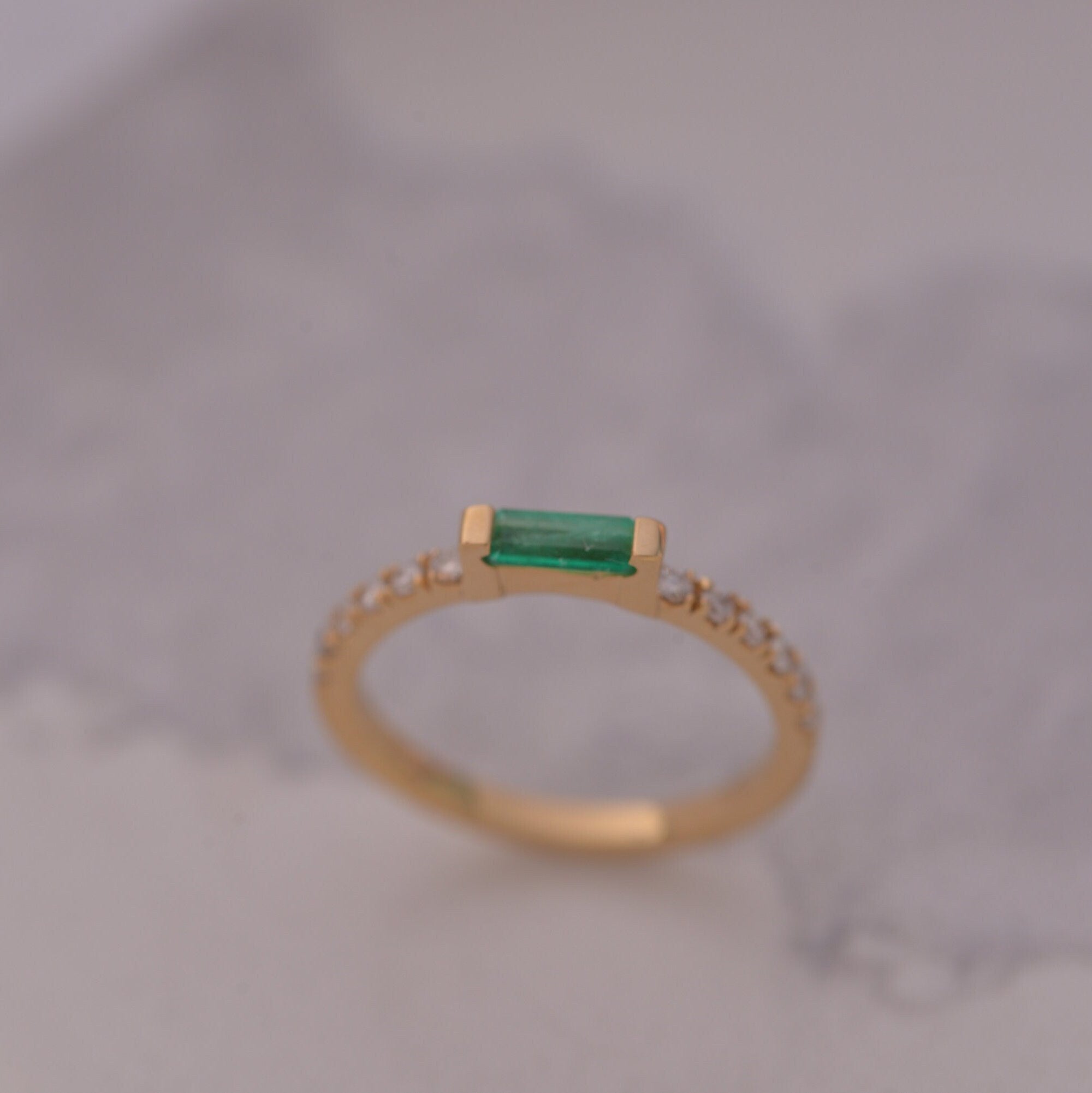Emerald & Diamond Stackable Band